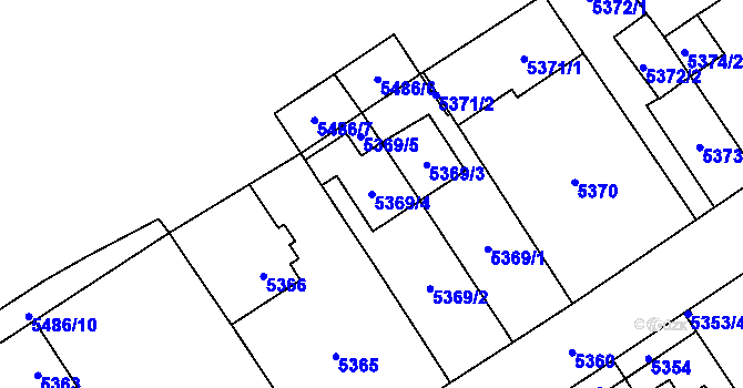 Parcela st. 5369/4 v KÚ Chomutov I, Katastrální mapa