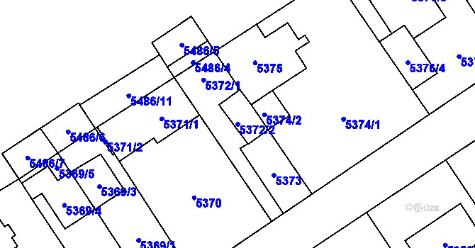 Parcela st. 5372/2 v KÚ Chomutov I, Katastrální mapa