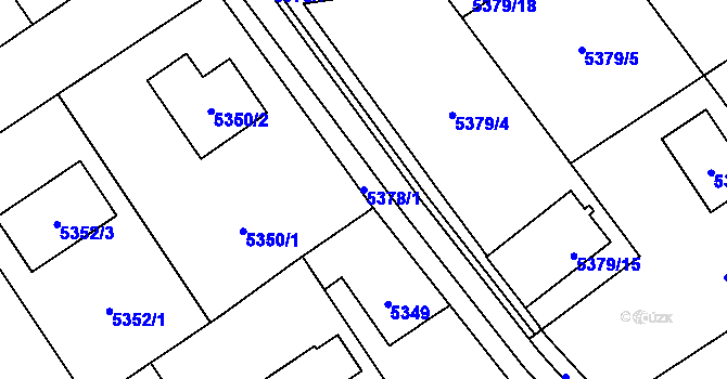 Parcela st. 5378/1 v KÚ Chomutov I, Katastrální mapa