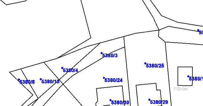 Parcela st. 5380/3 v KÚ Chomutov I, Katastrální mapa