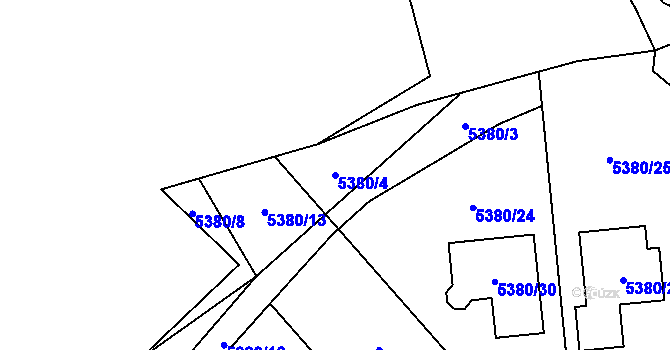 Parcela st. 5380/4 v KÚ Chomutov I, Katastrální mapa