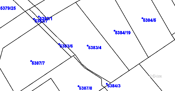 Parcela st. 5383/4 v KÚ Chomutov I, Katastrální mapa