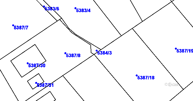 Parcela st. 5384/3 v KÚ Chomutov I, Katastrální mapa