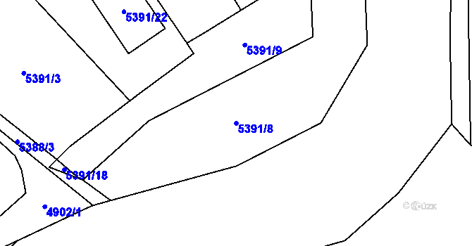 Parcela st. 5391/8 v KÚ Chomutov I, Katastrální mapa