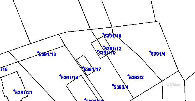 Parcela st. 5391/10 v KÚ Chomutov I, Katastrální mapa