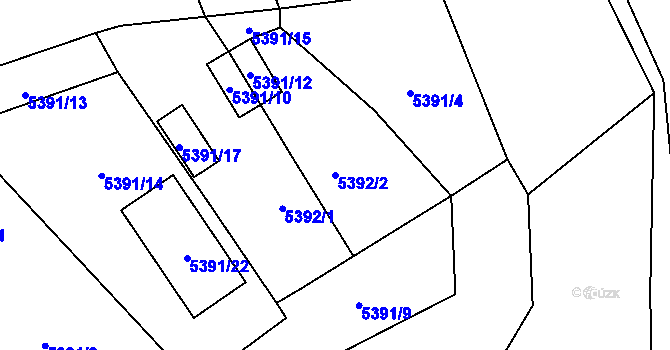 Parcela st. 5392/2 v KÚ Chomutov I, Katastrální mapa