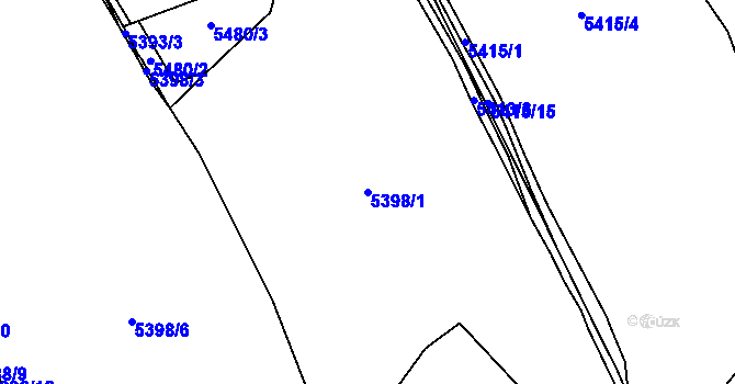 Parcela st. 5398/1 v KÚ Chomutov I, Katastrální mapa