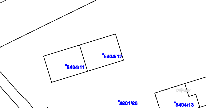 Parcela st. 5404/12 v KÚ Chomutov I, Katastrální mapa