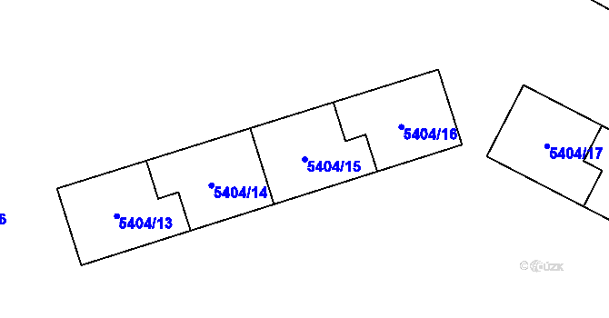 Parcela st. 5404/15 v KÚ Chomutov I, Katastrální mapa