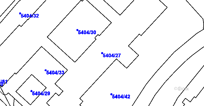Parcela st. 5404/27 v KÚ Chomutov I, Katastrální mapa