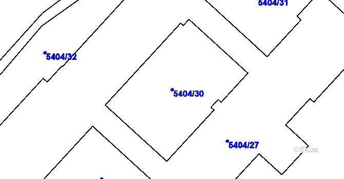 Parcela st. 5404/30 v KÚ Chomutov I, Katastrální mapa