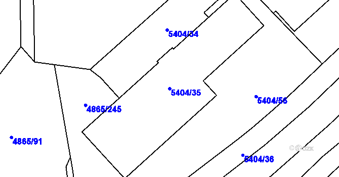 Parcela st. 5404/35 v KÚ Chomutov I, Katastrální mapa