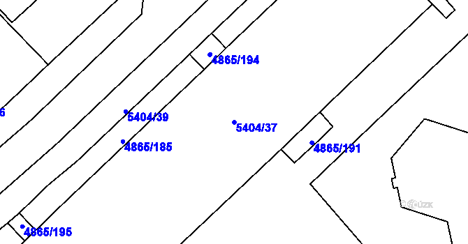 Parcela st. 5404/37 v KÚ Chomutov I, Katastrální mapa