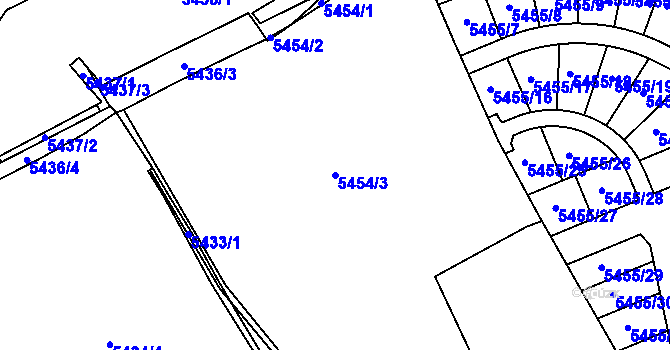 Parcela st. 5454/3 v KÚ Chomutov I, Katastrální mapa