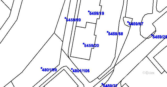 Parcela st. 5459/20 v KÚ Chomutov I, Katastrální mapa