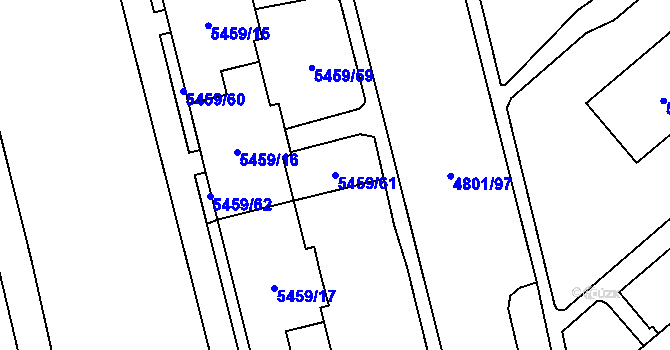 Parcela st. 5459/61 v KÚ Chomutov I, Katastrální mapa