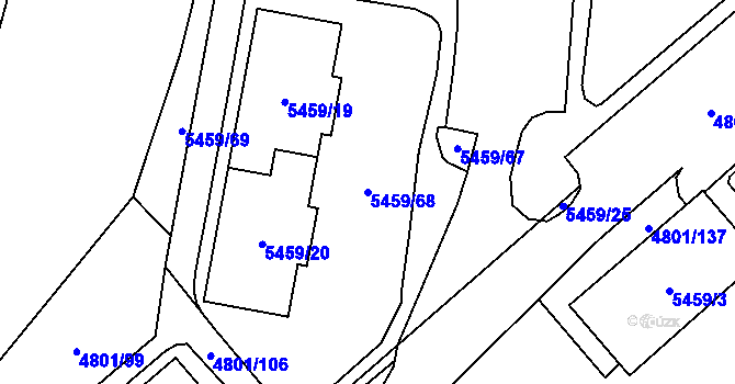 Parcela st. 5459/68 v KÚ Chomutov I, Katastrální mapa