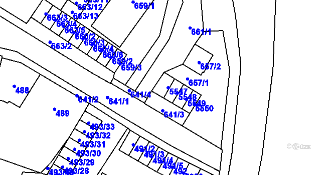 Parcela st. 5547 v KÚ Chomutov I, Katastrální mapa