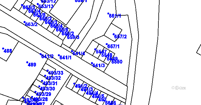 Parcela st. 5548 v KÚ Chomutov I, Katastrální mapa
