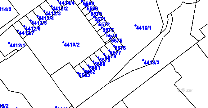Parcela st. 5578 v KÚ Chomutov I, Katastrální mapa
