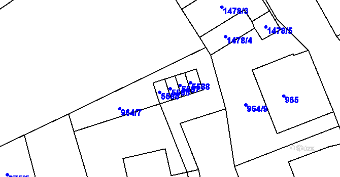 Parcela st. 5586 v KÚ Chomutov I, Katastrální mapa