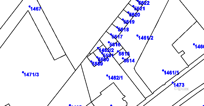 Parcela st. 5591 v KÚ Chomutov I, Katastrální mapa
