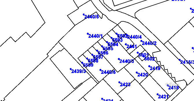 Parcela st. 5596 v KÚ Chomutov I, Katastrální mapa