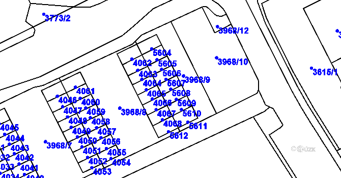 Parcela st. 5608 v KÚ Chomutov I, Katastrální mapa