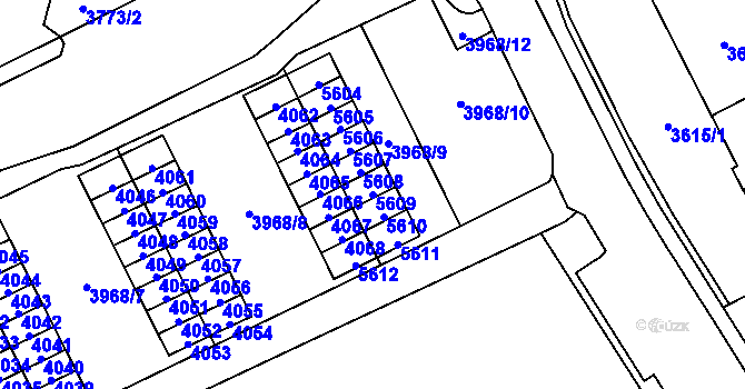 Parcela st. 5609 v KÚ Chomutov I, Katastrální mapa
