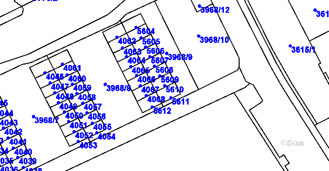 Parcela st. 5610 v KÚ Chomutov I, Katastrální mapa