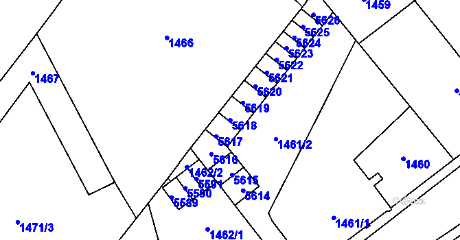 Parcela st. 5618 v KÚ Chomutov I, Katastrální mapa