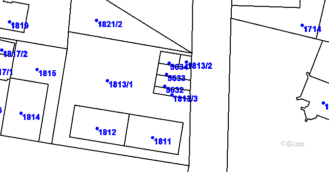 Parcela st. 5632 v KÚ Chomutov I, Katastrální mapa