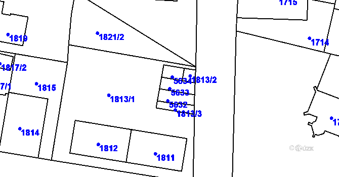 Parcela st. 5633 v KÚ Chomutov I, Katastrální mapa