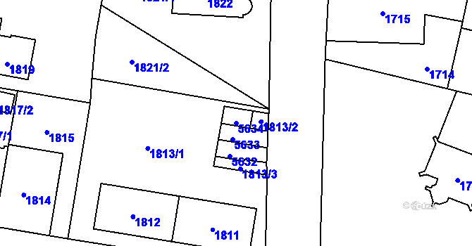Parcela st. 5634 v KÚ Chomutov I, Katastrální mapa