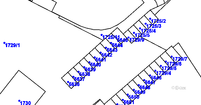 Parcela st. 5642 v KÚ Chomutov I, Katastrální mapa