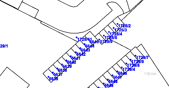 Parcela st. 5644 v KÚ Chomutov I, Katastrální mapa