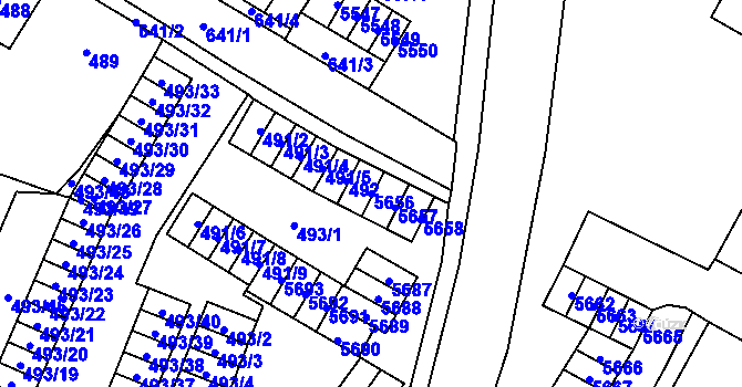 Parcela st. 5656 v KÚ Chomutov I, Katastrální mapa