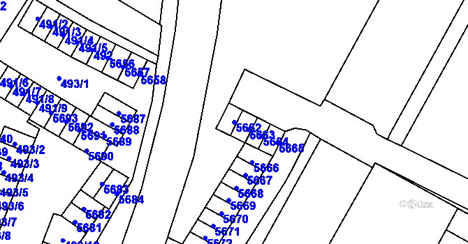Parcela st. 5662 v KÚ Chomutov I, Katastrální mapa