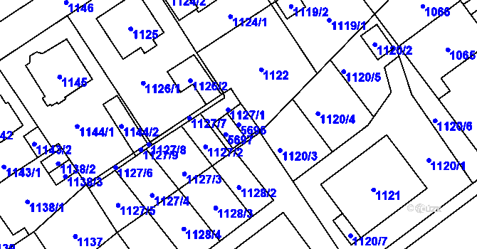 Parcela st. 5696 v KÚ Chomutov I, Katastrální mapa