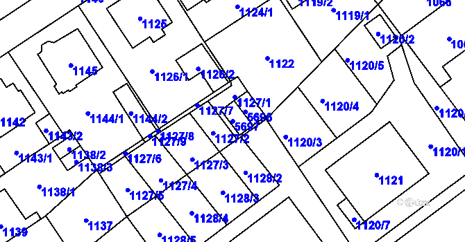 Parcela st. 5697 v KÚ Chomutov I, Katastrální mapa
