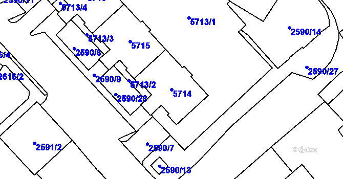 Parcela st. 5714 v KÚ Chomutov I, Katastrální mapa
