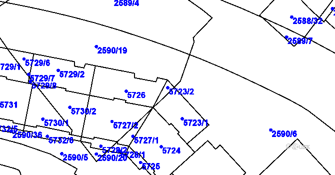 Parcela st. 5723/2 v KÚ Chomutov I, Katastrální mapa