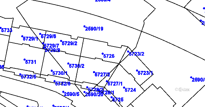 Parcela st. 5726 v KÚ Chomutov I, Katastrální mapa