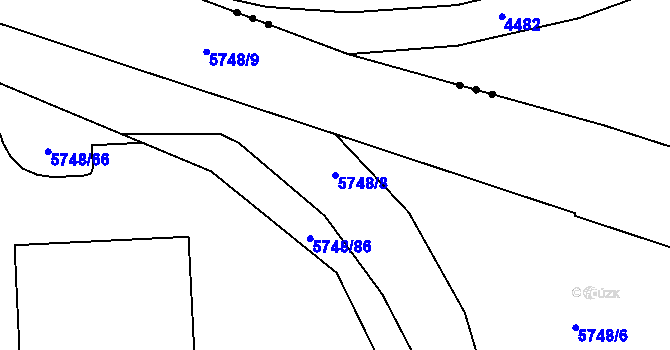 Parcela st. 5748/8 v KÚ Chomutov I, Katastrální mapa