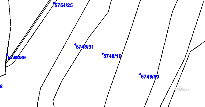 Parcela st. 5748/10 v KÚ Chomutov I, Katastrální mapa