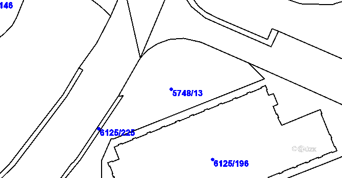 Parcela st. 5748/13 v KÚ Chomutov I, Katastrální mapa