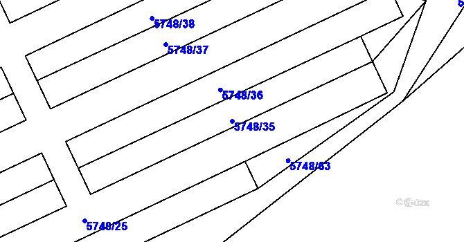 Parcela st. 5748/35 v KÚ Chomutov I, Katastrální mapa