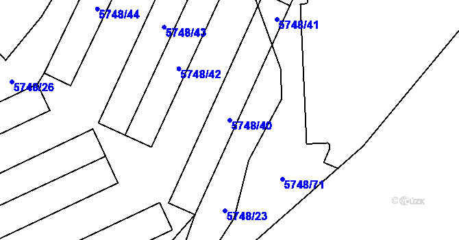 Parcela st. 5748/40 v KÚ Chomutov I, Katastrální mapa