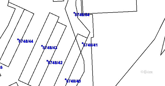 Parcela st. 5748/41 v KÚ Chomutov I, Katastrální mapa