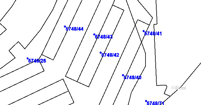 Parcela st. 5748/42 v KÚ Chomutov I, Katastrální mapa